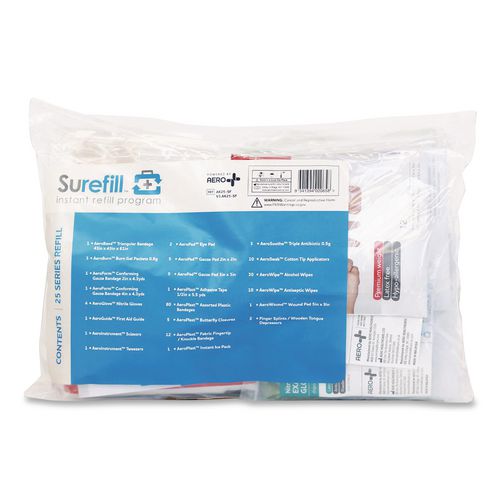 25 Series All Purpose First Aid Kit Refill, 180 Pieces, 4/Carton