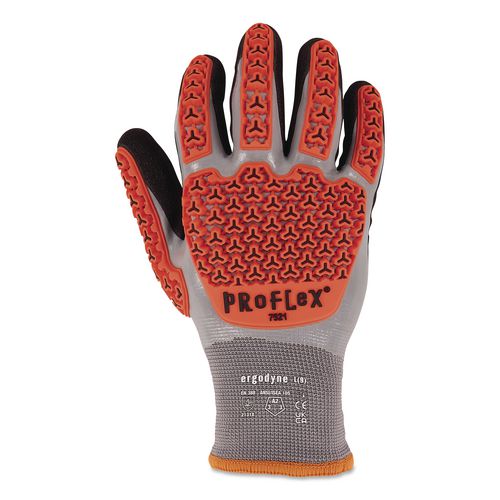 ProFlex 7521 Thermal Coated Impact-Resistant Gloves: EN 388: 2131X, 12" Long, 2X-Large (11), Gray, Pair