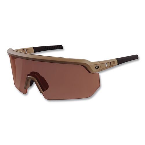 Skullerz AEGIR Color Enhance Anti-Scratch Anti-Fog Safety Glasses, Matte Desert Half Frame, High Contrast Bronze Single Lens