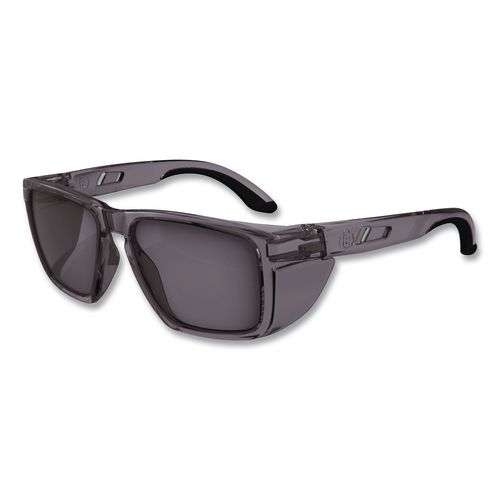 Skullerz SIXTEN Anti-Scratch Anti-Fog Safety Glasses with Side Shields, Smoke Full Frame, Polarized G15 Green Dual Lens