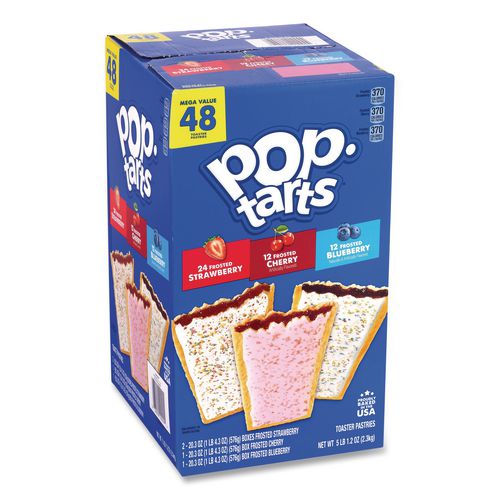Frosted Pop Tarts Variety Pack, Assorted Flavors, 5 lb 1.2 oz Box, 48 Pastries/Carton