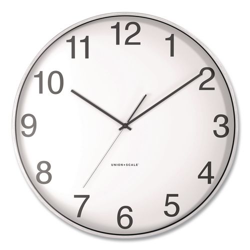 Essentials Wall Clock, 16" Overall Diameter, Silver Case, 1 AA Battery (sold separately)