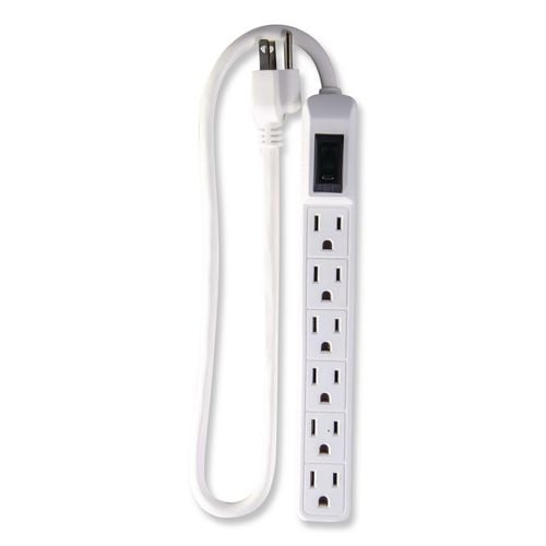 6 Outlet Mini Surge Protector, 2 ft Cord, 160 J, White