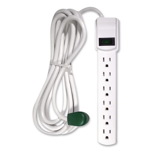 6 Outlet Surge Protector, 12 ft Cord, 250 J, White