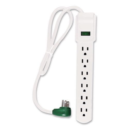 6 Outlet Surge Protector, 2.5 ft Cord, 160 J, White