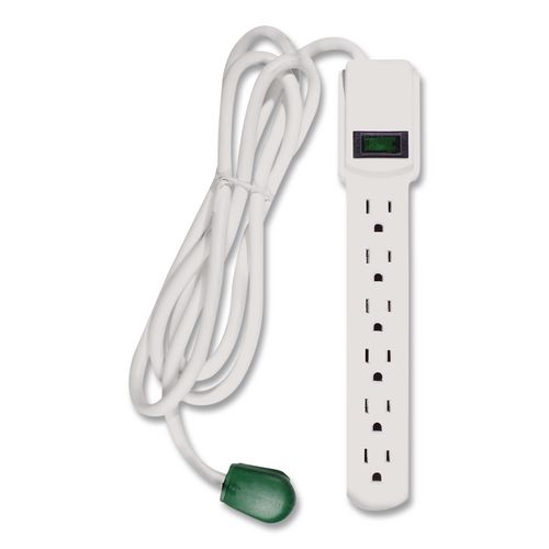 6 Outlet Surge Protector, 6 ft Cord, 250 J, White