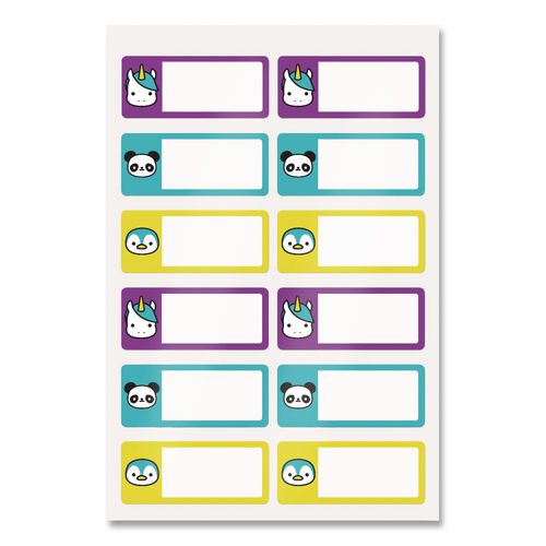 No-Iron Fabric Labels, Character/Colored Border, Handwrite Only, 0.75 x 1.75, White, 12/Sheet, 2 Sheets/Pack