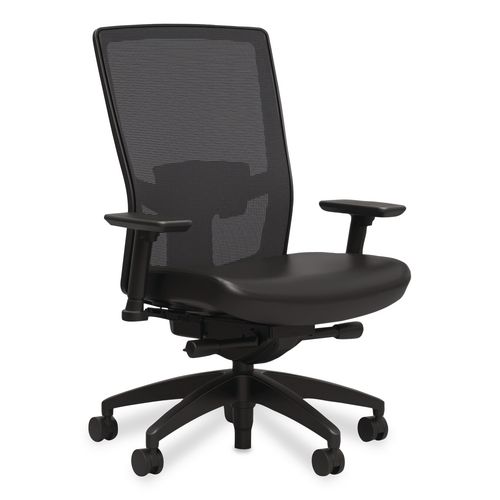 500 Series Vinyl and Mesh Task Chair, Supports Up to 300 lbs, 17.8" to 22.8" Seat Height, Black Seat, Black Back, Black Base