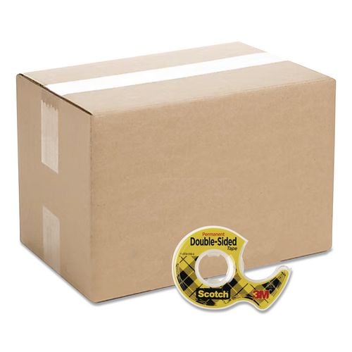 Double-Sided Permanent Tape in Handheld Dispenser, 1" Core, 0.5" x 37.5 ft, Clear, 72/Carton