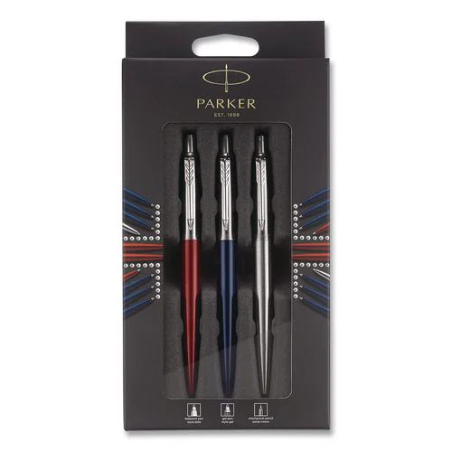 Jotter Retractable Pen and Pencil Set, (1) Medium Blue Ballpoint Pen, (1) Medium Black Gel Pen, (1) 0.7 mm Mechanical Pencil