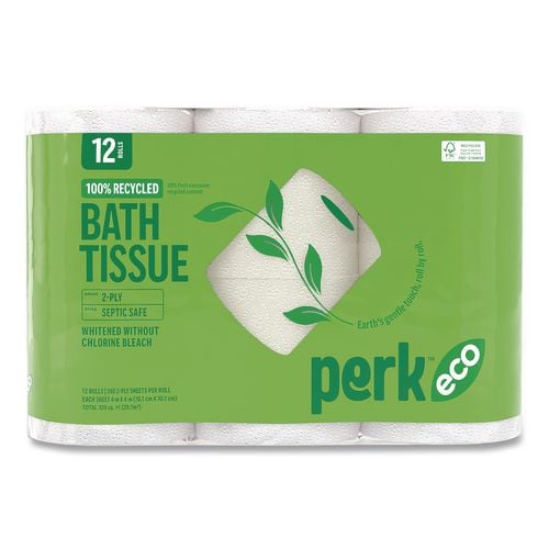 Eco Recycled Toilet Paper, Septic Safe, 2-Ply, White, 240 Sheets/Roll, 12 Rolls/Pack