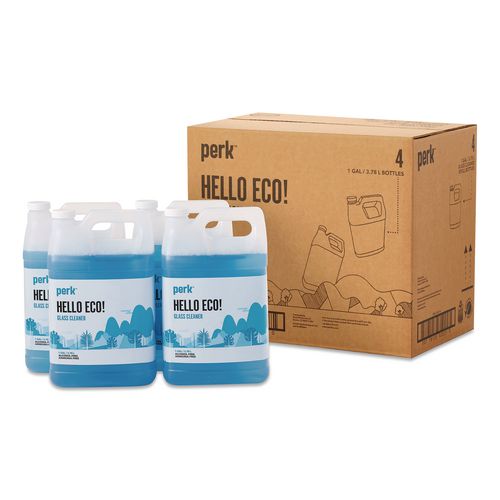 Hello Eco Glass Cleaner, 1 gal Refill Jugs, 4/Carton
