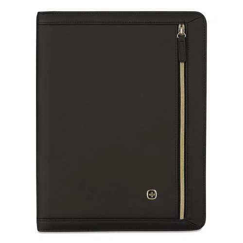 Amelie Polyester Padfolio with Zipper Closure, 8.5 x 11 Pad, 10.2 x 13, Zipper Closure, Black