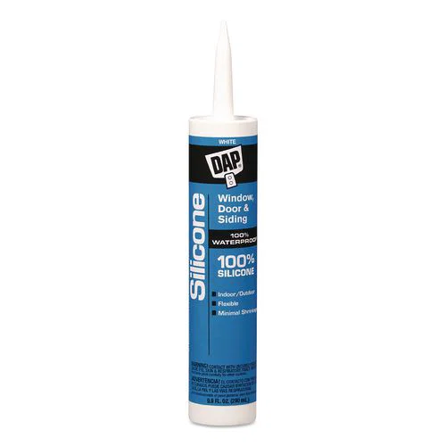 100 Percent Silicone Rubber Sealant, 9.8 oz Capsule/Cartridge, White, 12/Pack