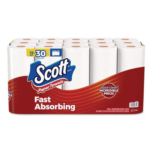 Choose-A-Sheet Kitchen Roll Paper Towels, Double Roll, 1-Ply, 7.31 x 11, White, 108 Sheets/Roll, 15 Rolls/PK, 2 Packs/Carton