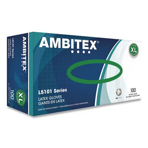 L5101 Series Lightly Powdered Latex Gloves, X-Large, 4 mil Thick, 9" Long, Cream, 100/Box