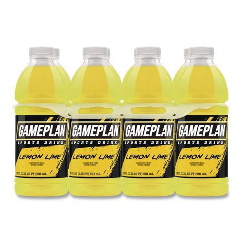 Gameplan Sports Drink, Lemon Lime, 20 oz Bottle, 24/Carton
