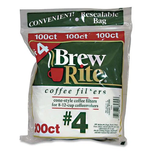 Paper Cone Filters, 8 to 12 Cup Size, Cone, 40/Pack