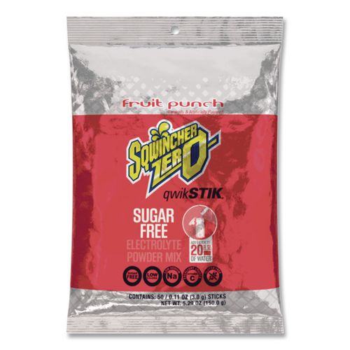 Sugar-Free Qwik Stik Energy Drink Mix, Fruit Punch, 1.26 oz Packet, 50/Pack