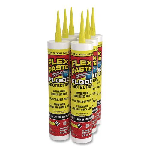 Flex Paste Flood Protection Paste, 9 oz Cartridge, Dries Yellow, 6/Carton