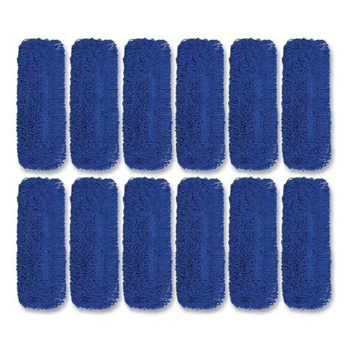 Microfiber Looped Dust Mop Pad Head, 24 x 5, Blue, 12/Carton