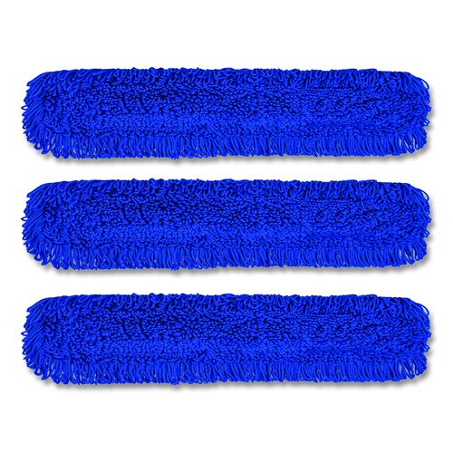 Microfiber Looped Dust Mop Pad Head, 48 x 5, Blue, 3/Pack