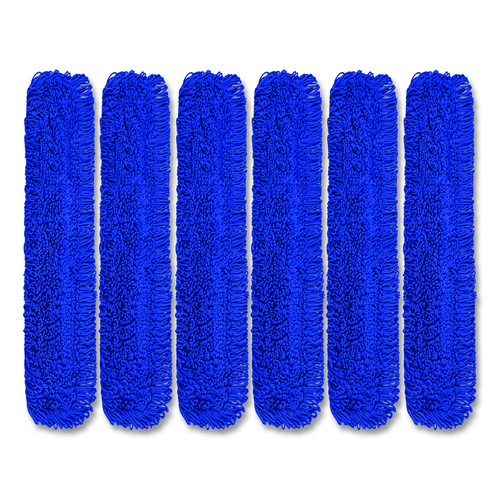 Microfiber Looped Dust Mop Pad Head, 48 x 5, Blue, 6/Pack