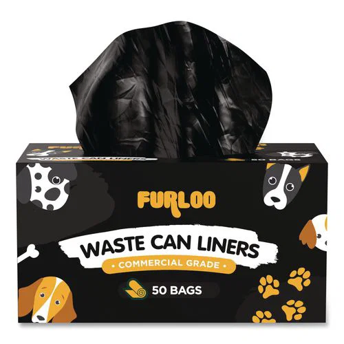 13-Gallon Heavy Duty Dog Waste Station Can Liners, Open-Face, 13 gal, 26" x 33", Black, 50 Bags