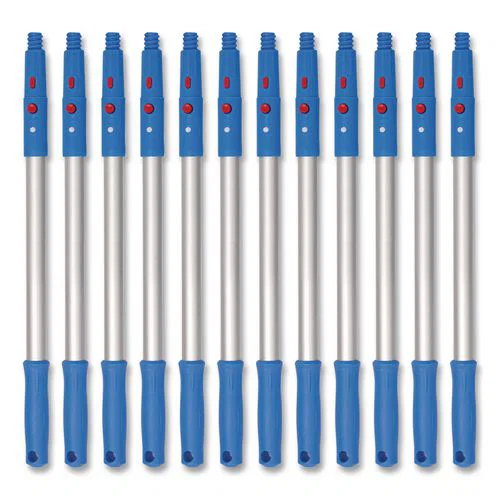 20" Aluminum Pole with Click/Lock Adapter Cone, Blue/Silver, 12/Pack