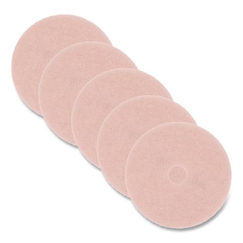 Burnish Floor Pads, 28" Diameter, Pink, 5/Carton