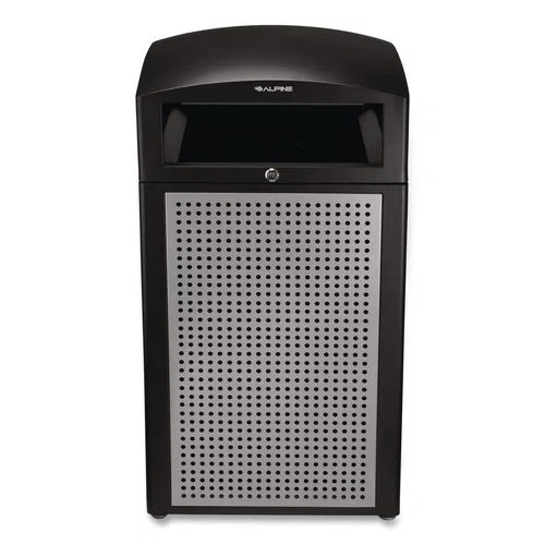 40 Gallon Outdoor All-Weather Trash Container, Steel, Silver
