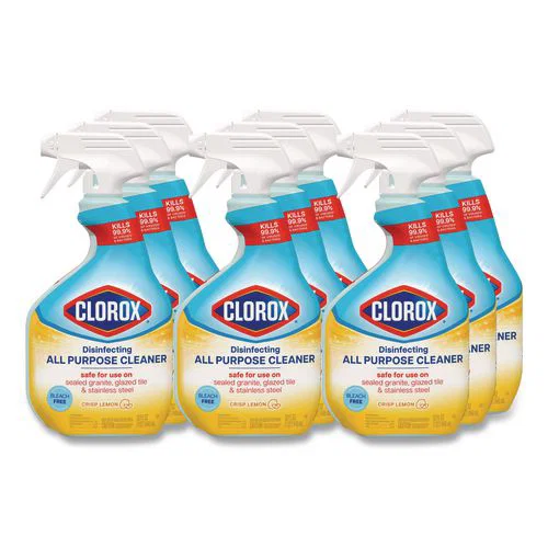 Disinfecting All Purpose Cleaner Spray, Crisp Lemon Scent, 32 oz Bottle, 9/Carton