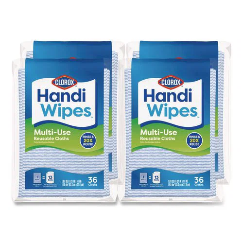 Handi Wipes, 21 x 11, Blue, 36 Wipes/Pack, 4 Packs/Carton