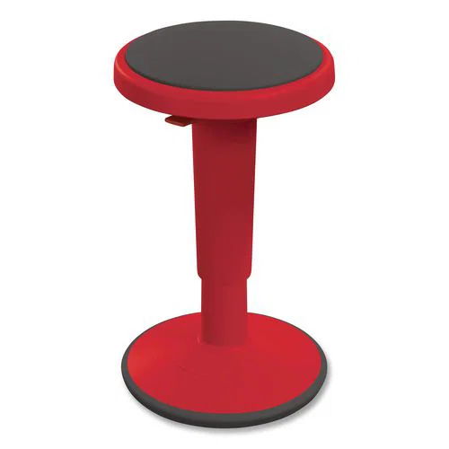 Hierarchy Grow Stool, Short, Backless, Supports Up to 250 lbs, 14" to 18" Seat Height, Red Seat, Red Base