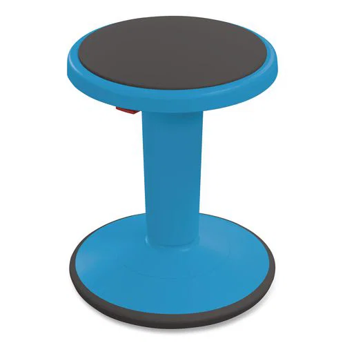 Hierarchy Grow Stool, Tall, Backless, Supports Up to 250 lbs, 17" to 24" Seat Height, Blue Seat, Blue Base