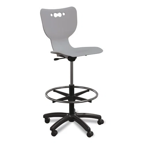Hierarchy Five-Star Stool, Supports Up to 250 lbs, 24.48" to 33.23" Seat Height, Gray Seat, Black Base