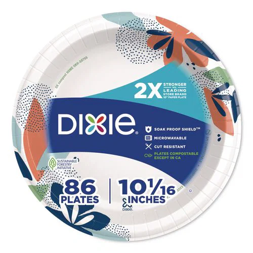 Paper Plates with Soak-Proof Shield, 10" dia, Multicolor, 86/Pack