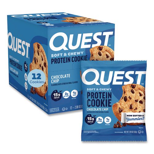 Gluten Free Protein Cookies, Chocolate Chip, 2.08 Pack, 12/Box