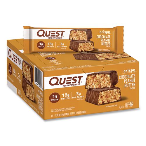 Protein Bars, Chocolate Peanut Butter, 1.9 oz Bar, 12/Box