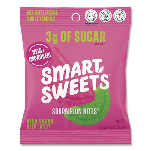 Sourmelon Bites Gummy Candy, Watermelon, 1.8 oz Packet, 12/Box