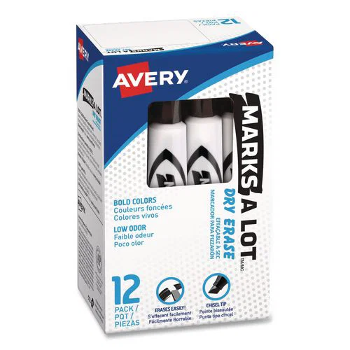 MARKS A LOT Desk-Style Dry Erase Markers, Broad Chisel Tip, Black