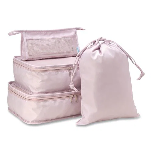 Four-Piece Packing Cube Set, Assorted Sizes, Pink