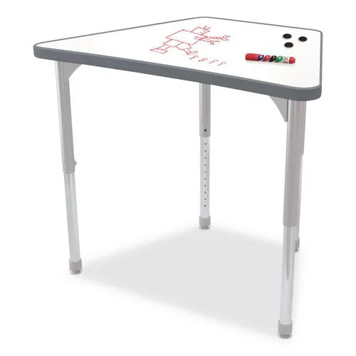 Hierarchy Beam Desk, 34.4" x 24" x 18" to 29", White Porcelain Steel with Platinum Legs,Ships in Two Boxes (Worksurface/Legs)