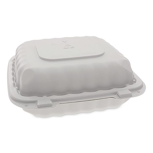 MFPP Hinged Lid Container, 32 oz, 8 x 8 x 3.5, White, Plastic, 200/Carton