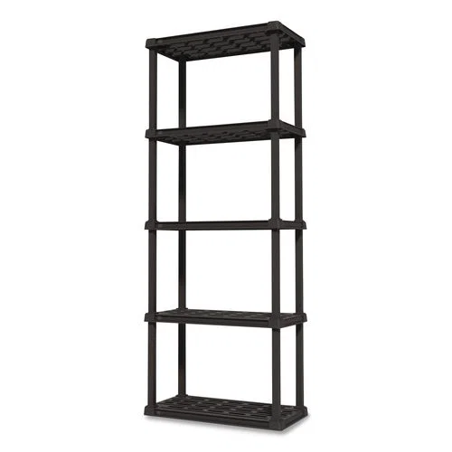 Plastic Shelving Unit, 5 Shelves, 63.9 x 11.8 x 23.9, Black
