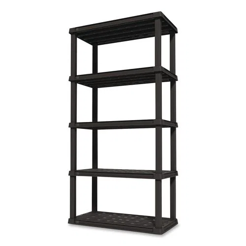 Plastic Shelving Unit, 5 Shelves, 35.9 x 17.9 x 73.4, Black