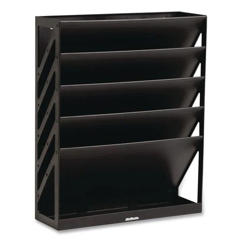 5-Compartment Plastic Mountable Wall File, 5 Sections, Letter Size, 13 x 4.25 x 16, Black