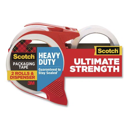 3850 Heavy-Duty Packaging Tape with Dispenser, 3" Core, 1.88" x 54.6 yd, Clear, 2 Rolls/Pack