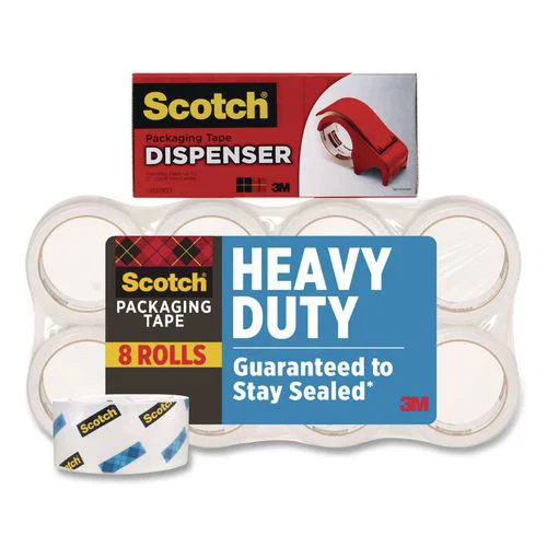 3850 Heavy-Duty Packaging Tape, 3" Core, 1.88" x 54.6 yd, Clear, 8/Pack