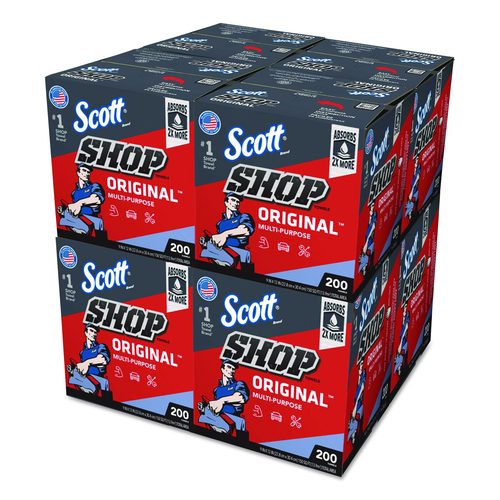 Shop Towels, POP-UP Box, 1-Ply, 9 x 12, Blue, 200/Box, 8 Boxes/Carton